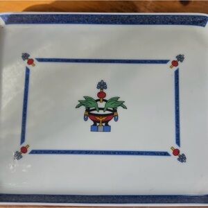 Cartier Blue and White Porcelain Tray with Floral Motif